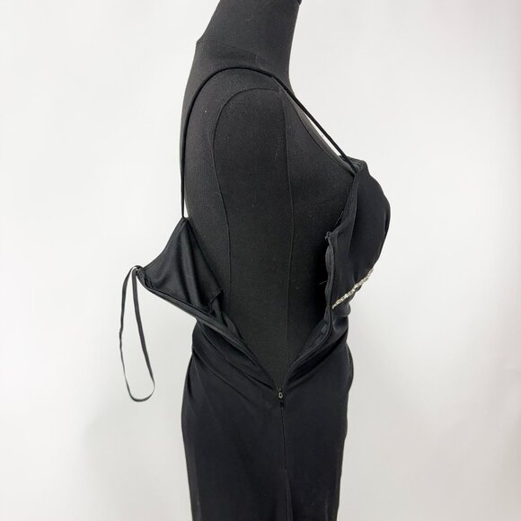 VINTAGE 90S STYLE BLACK EVENING LONG MAXI DRESS - Picture 12 of 12